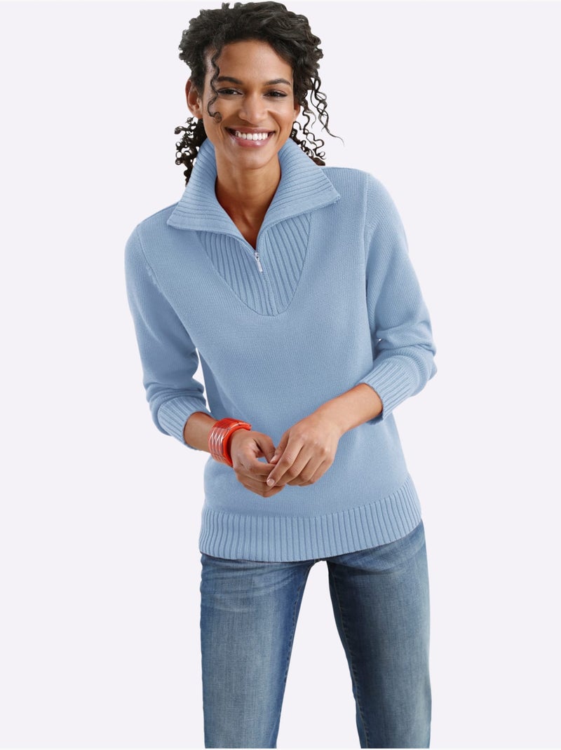 Pull col Camionneur Avec Coton - Taille Standard - Witt Bleu ciel - Kiabi