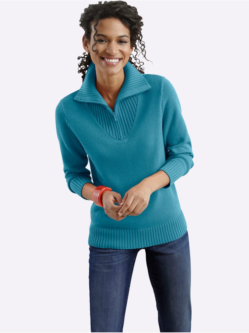 Pull col Camionneur Avec Coton - Taille Standard - Witt Bleu pétrole - Kiabi
