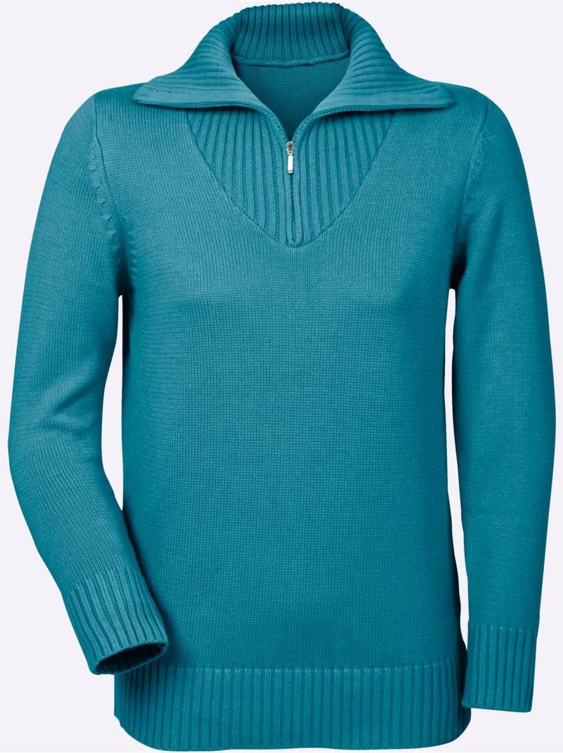 Pull col Camionneur Avec Coton - Taille Standard - Witt Bleu pétrole - Kiabi
