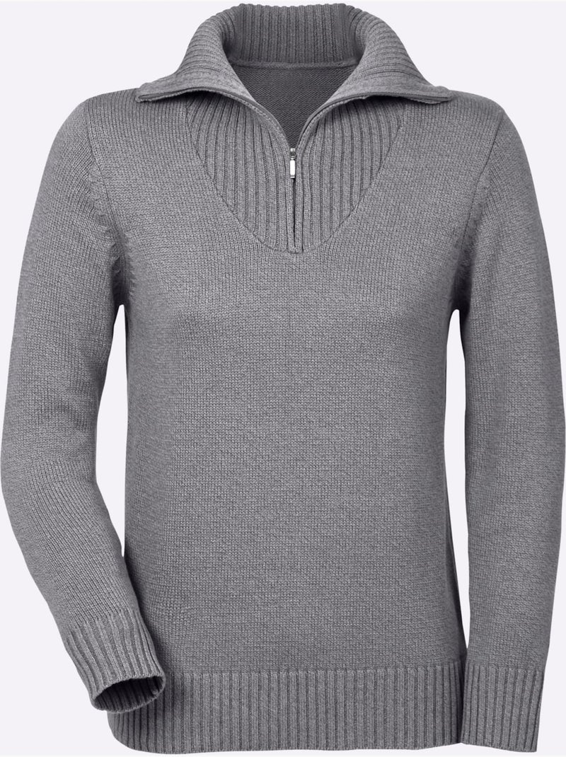 Pull col Camionneur Avec Coton - Taille Standard - Witt Gris chiné - Kiabi