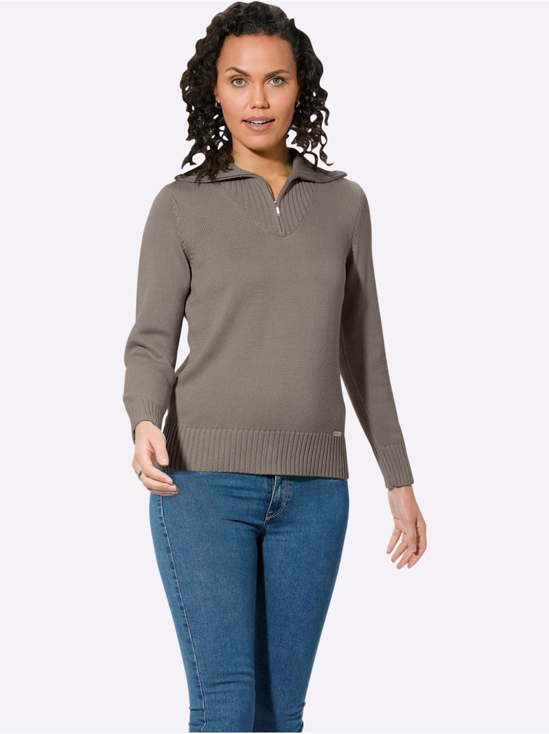 Pull col Camionneur Avec Coton - Taille Standard - Witt Gris taupe - Kiabi