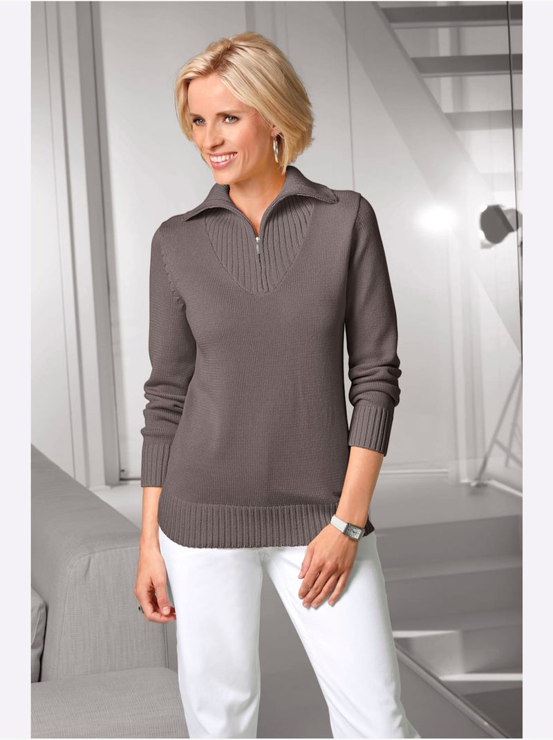 Pull col Camionneur Avec Coton - Taille Standard - Witt Gris taupe - Kiabi