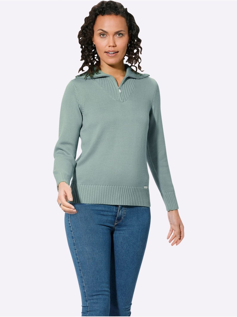 Pull col Camionneur Avec Coton - Taille Standard - Witt Menthe - Kiabi