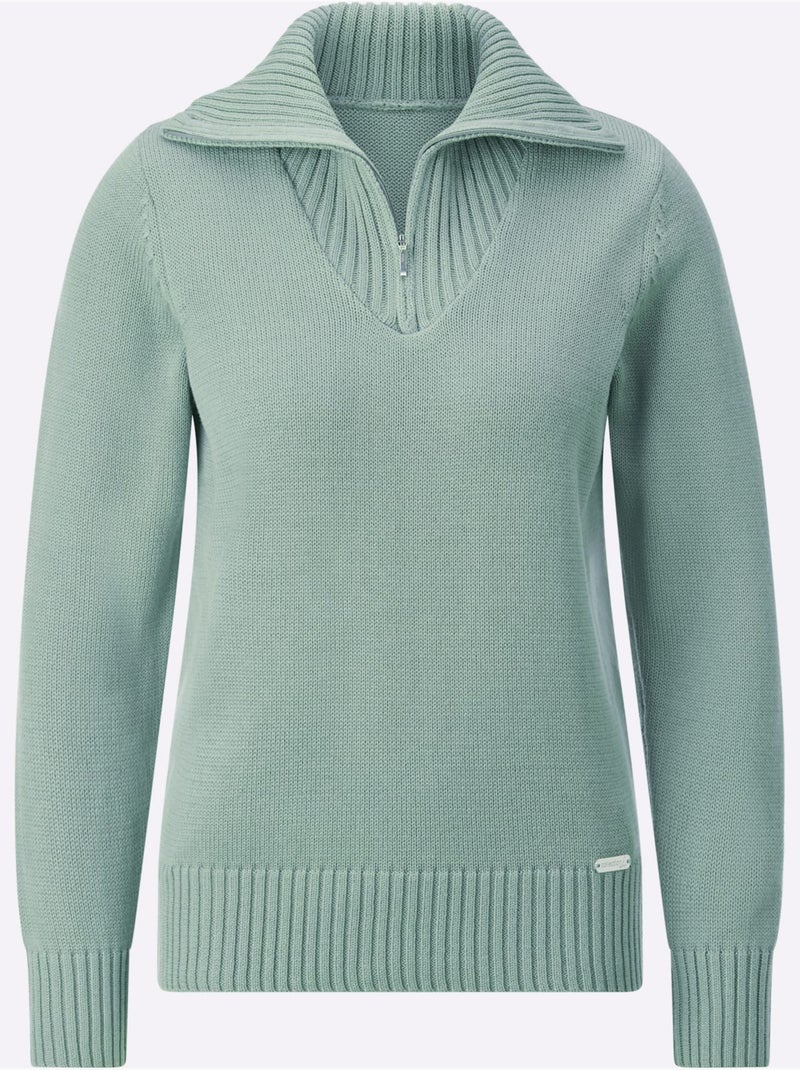 Pull col Camionneur Avec Coton - Taille Standard - Witt Menthe - Kiabi