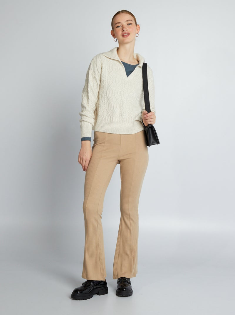 Pull col camionneur Beige - Kiabi