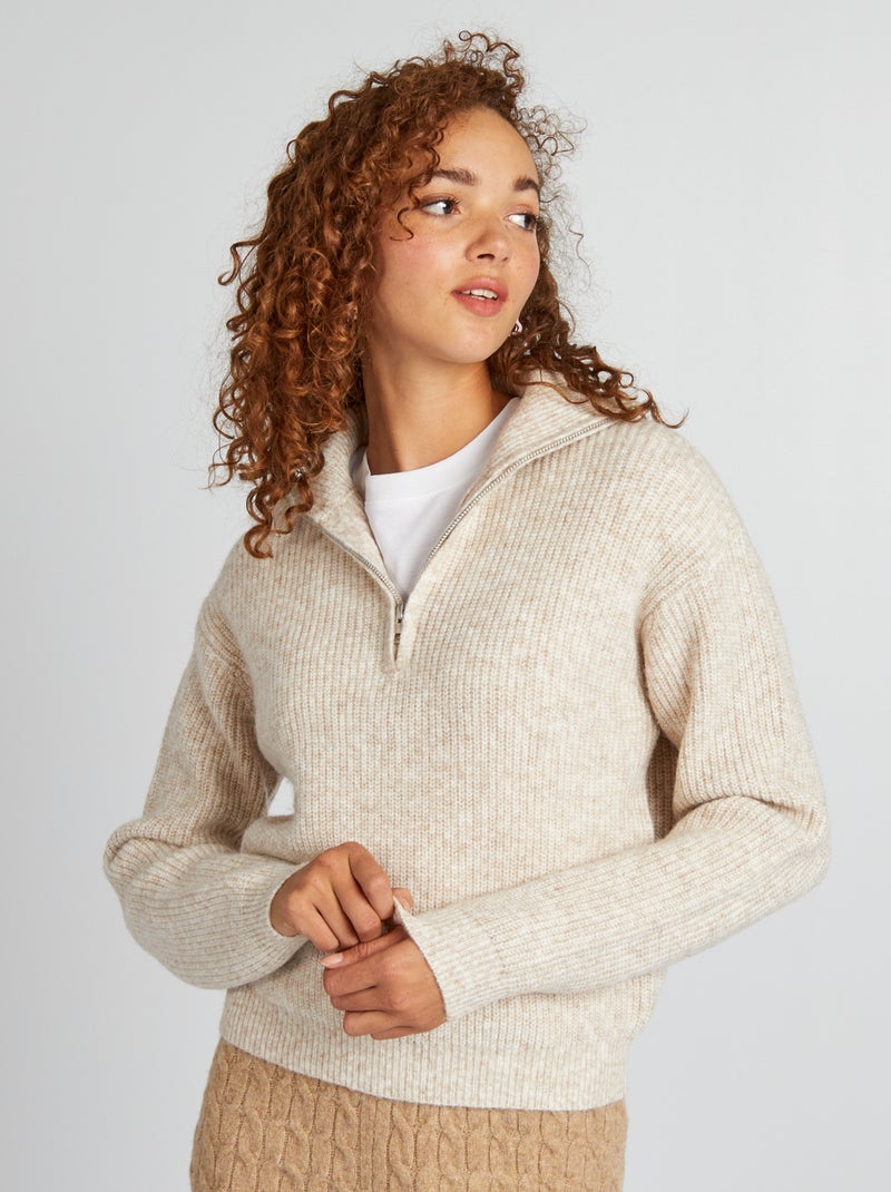 Pull col camionneur Beige - Kiabi