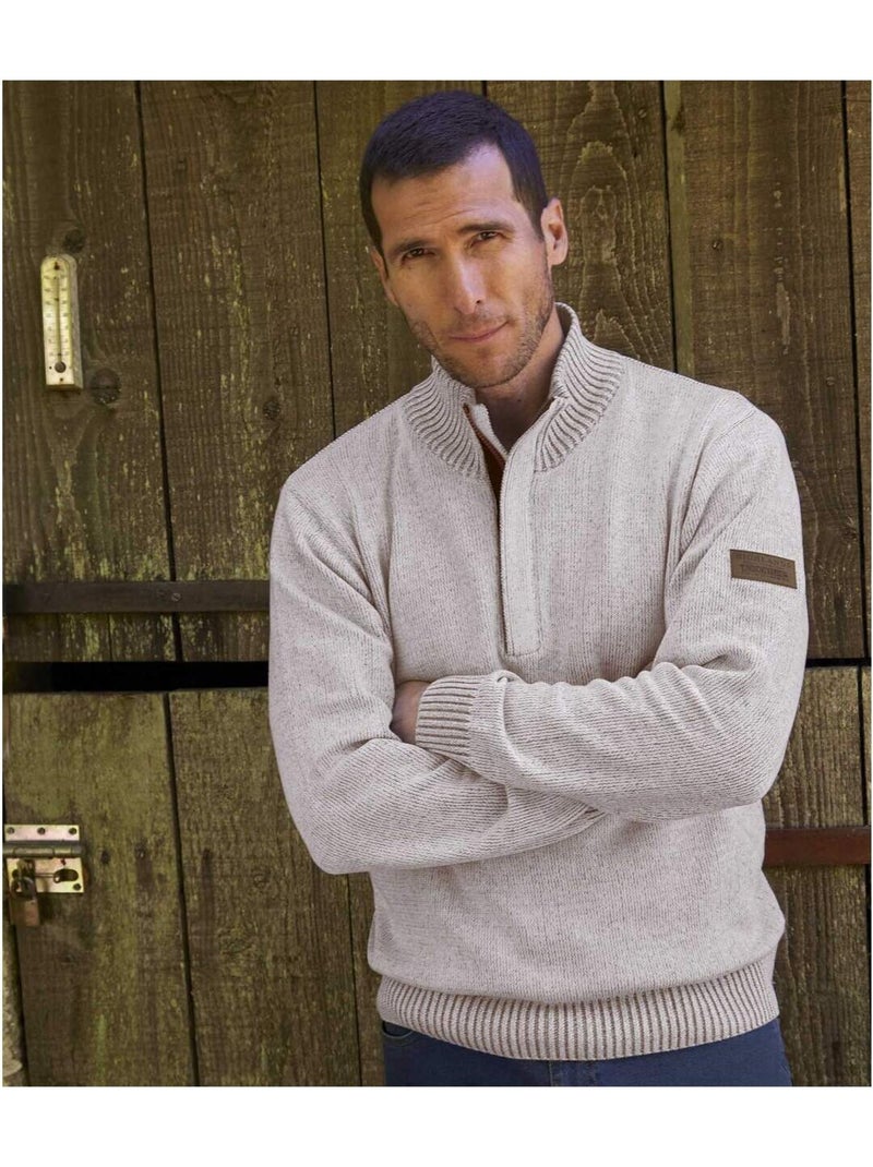 Pull Col Camionneur Coton Mouliné  - ATLAS FOR MEN Gris - Kiabi