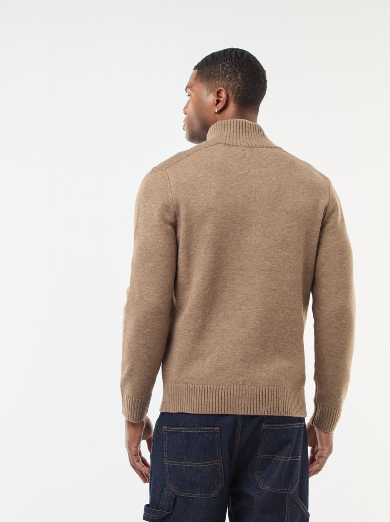 Pull col camionneur en maille grosse jauge Beige - Kiabi