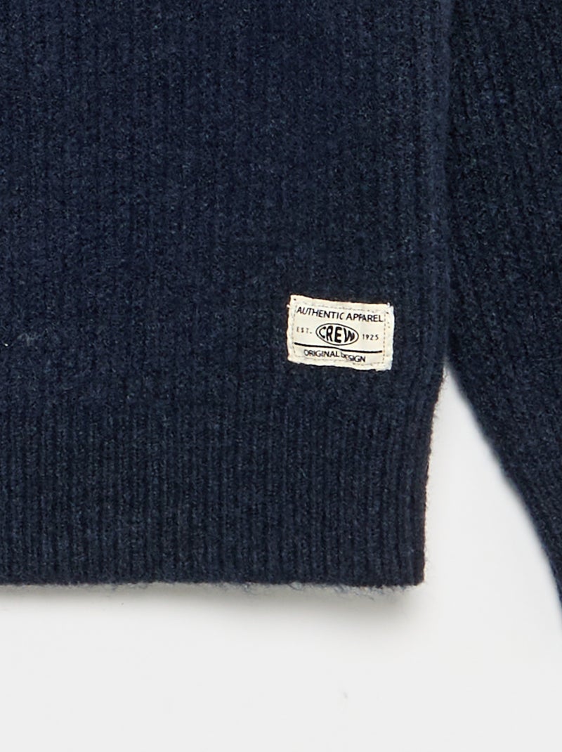 Pull col camionneur en maille grosse jauge Bleu - Kiabi