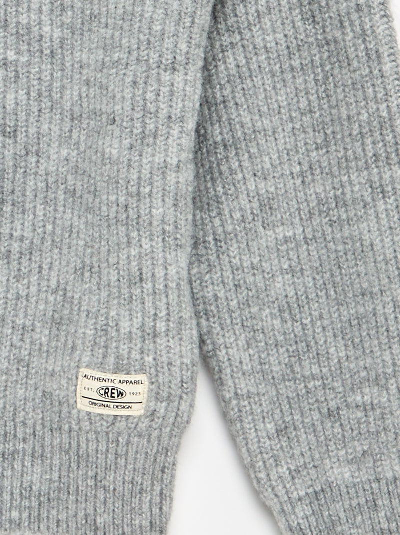 Pull col camionneur en maille grosse jauge Gris - Kiabi