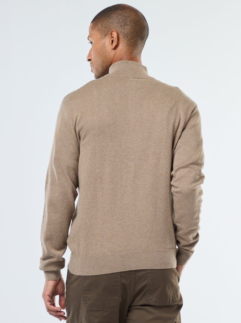 Pull col camionneur en maille Marron - Kiabi