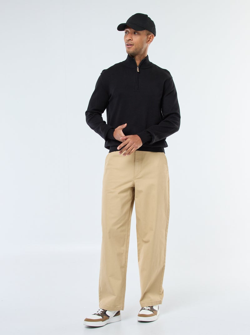Pull col camionneur en maille Noir - Kiabi