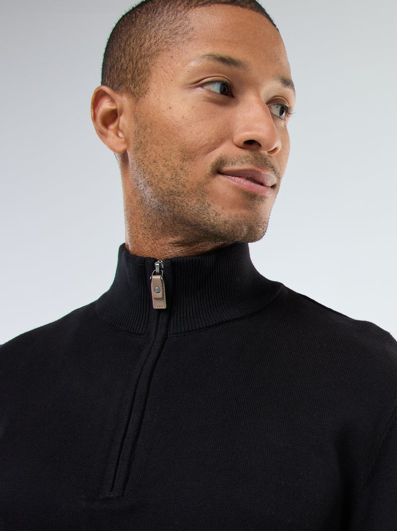 Pull col camionneur en maille Noir - Kiabi