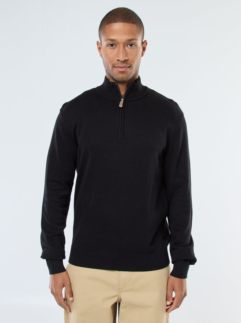Pull col camionneur en maille Noir - Kiabi