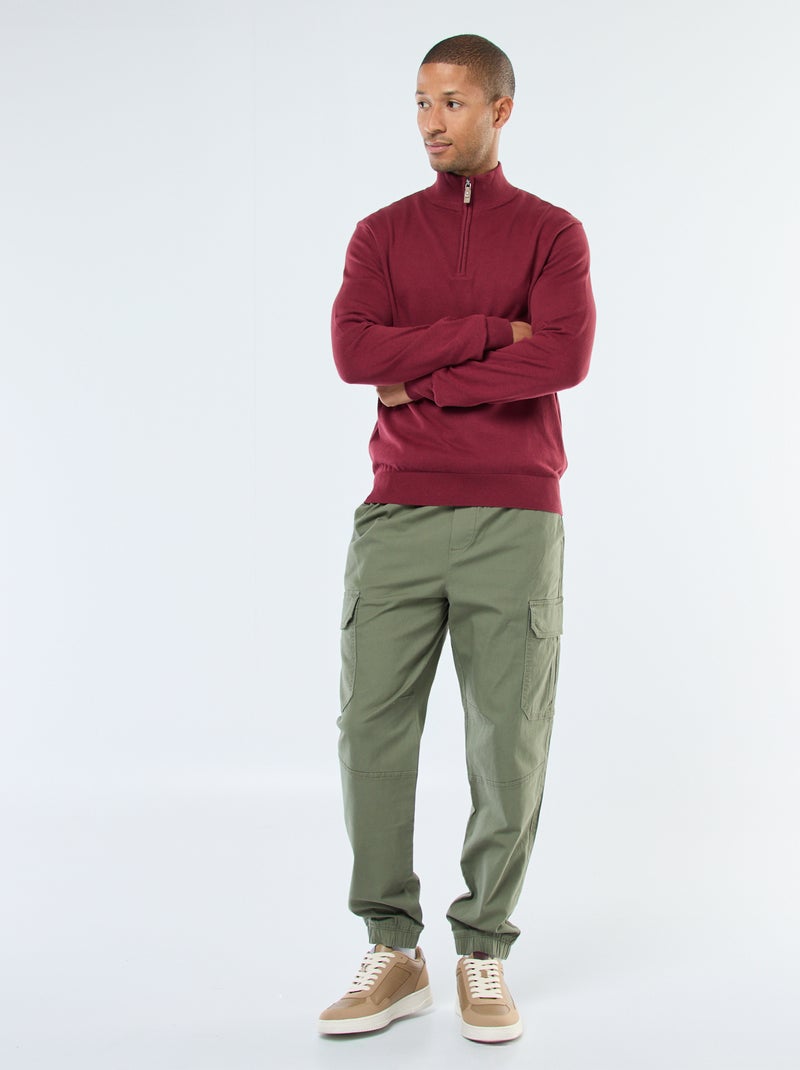 Pull col camionneur en maille Rouge - Kiabi