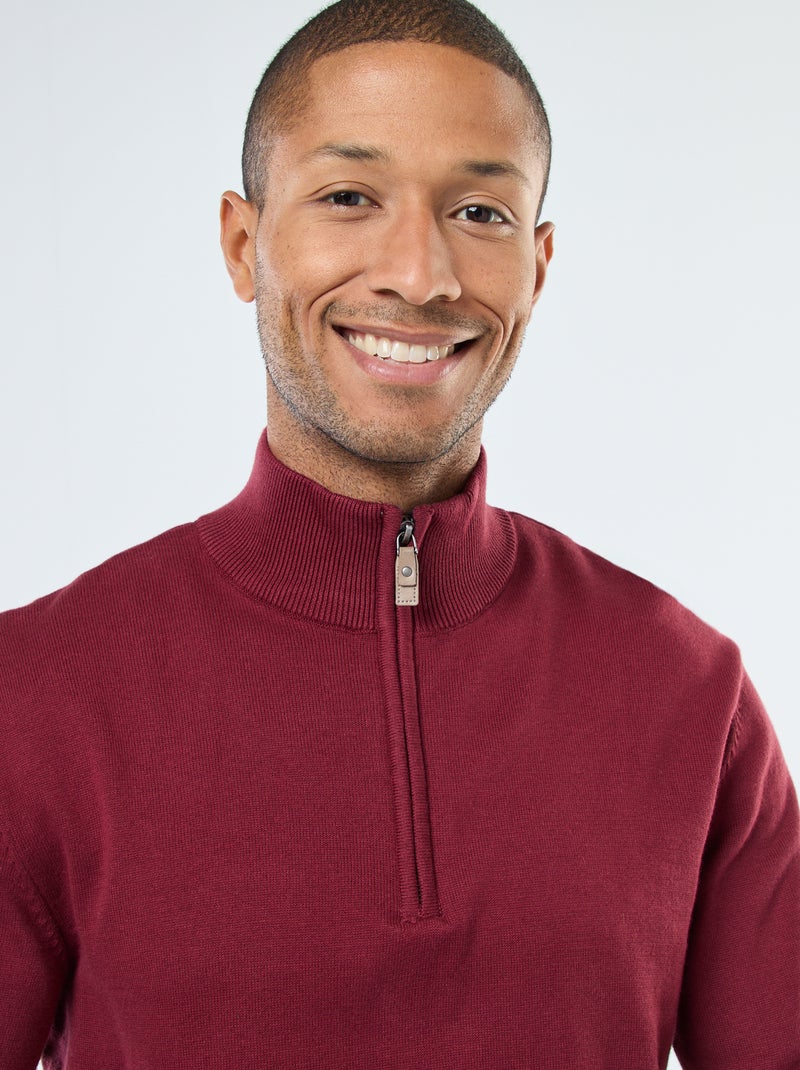 Pull col camionneur en maille Rouge - Kiabi