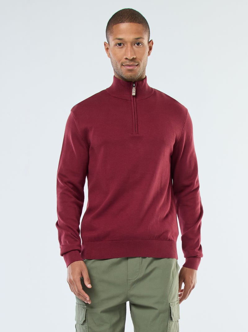 Pull col camionneur en maille Rouge - Kiabi