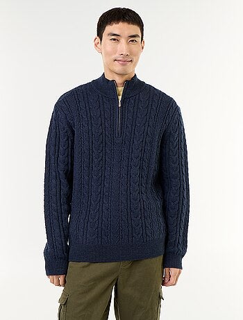 Pull col camionneur en maille torsadée