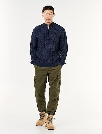 Pull col camionneur en maille torsadée