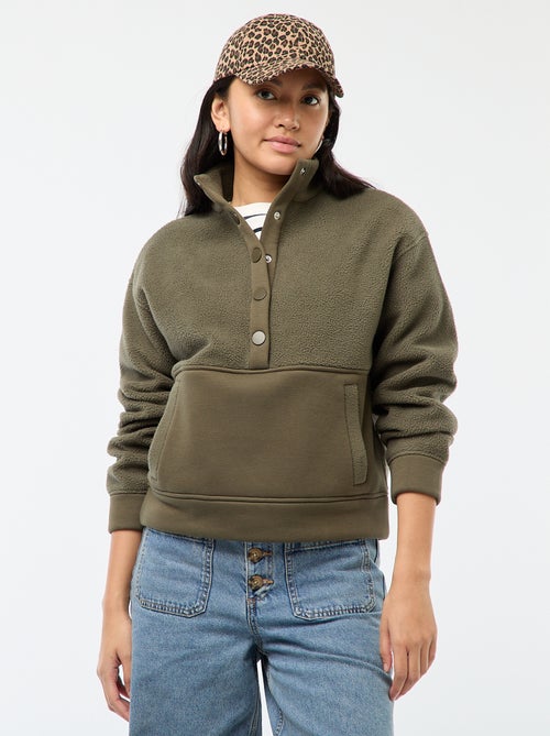 Pull col camionneur en matière effet moutonné - Kiabi