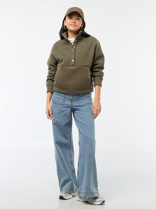 Pull col camionneur en matière effet moutonné - Kiabi