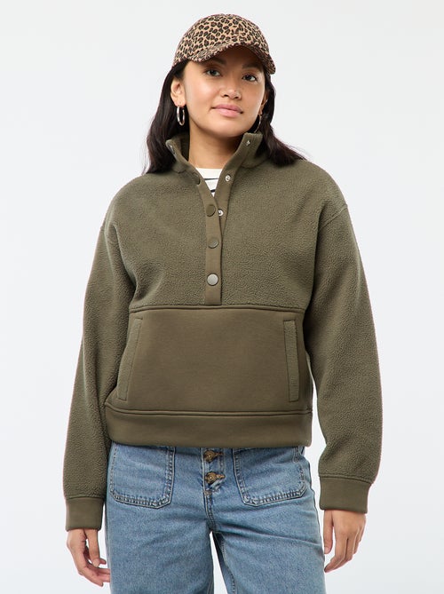 Pull col camionneur en matière effet moutonné - Kiabi