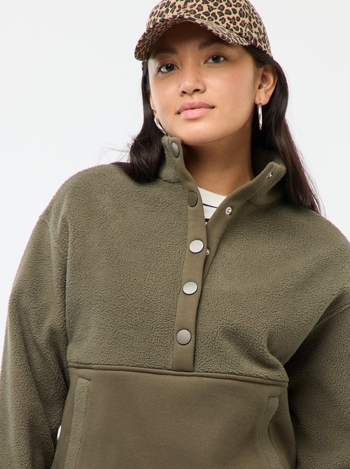 Pull col camionneur en matière effet moutonné - Kiabi