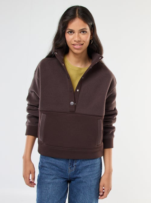 Pull col camionneur en matière effet moutonné - Kiabi