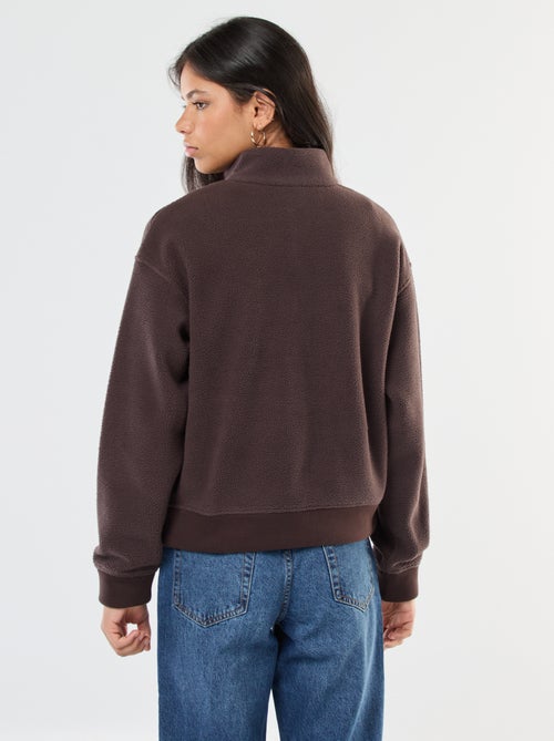 Pull col camionneur en matière effet moutonné - Kiabi