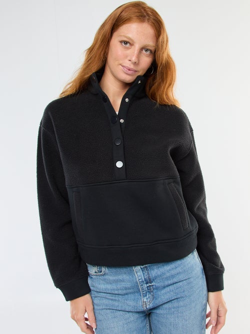 Pull col camionneur en matière effet moutonné - Kiabi