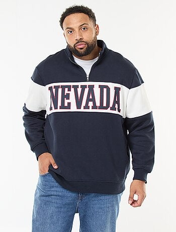 Pull col camionneur esprit colorblock en molleton