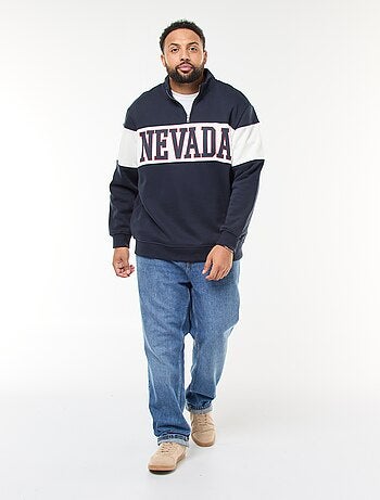 Pull col camionneur esprit colorblock en molleton