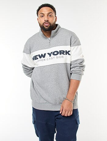 Pull col camionneur esprit colorblock en molleton