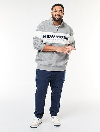 Pull col camionneur esprit colorblock en molleton