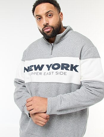 Pull col camionneur esprit colorblock en molleton