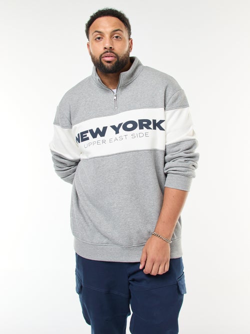 Pull col camionneur esprit colorblock en molleton - Kiabi