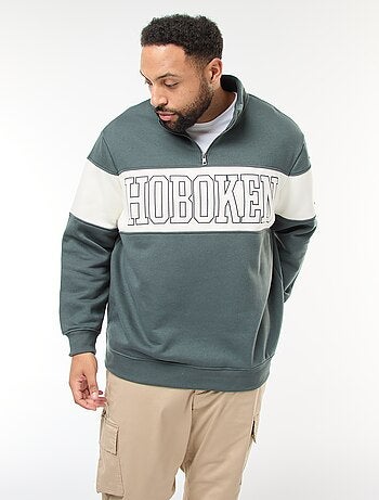 Pull col camionneur esprit colorblock en molleton