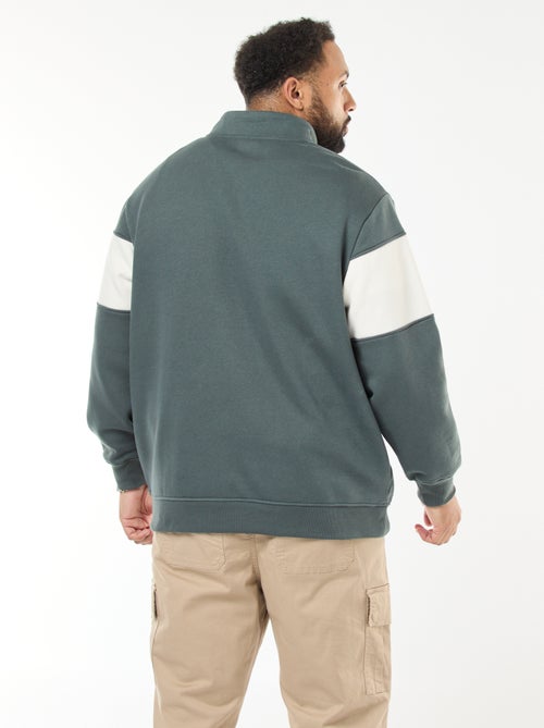 Pull col camionneur esprit colorblock en molleton - Kiabi