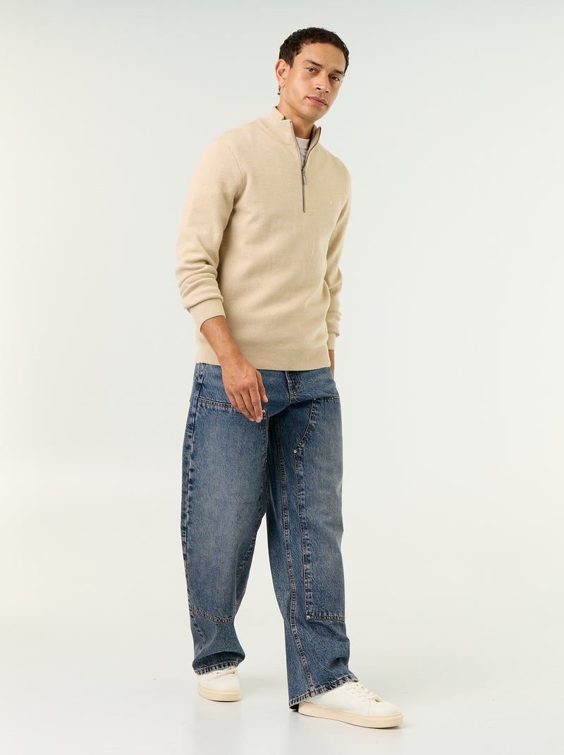 Pull col camionneur grosse jauge Beige - Kiabi
