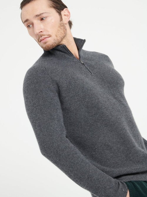 Pull col camionneur homme 100% cachemire bleu marine - ZACH 2 - Kiabi