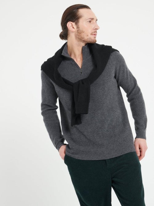 Pull col camionneur homme 100% cachemire bleu marine - ZACH 2 - Kiabi
