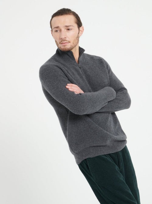 Pull col camionneur homme 100% cachemire bleu marine - ZACH 2 - Kiabi