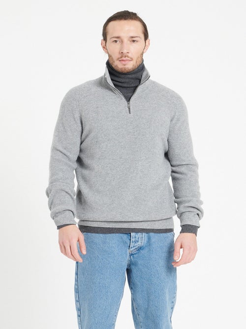 Pull col camionneur homme 100% cachemire bleu marine - ZACH 2 - Kiabi