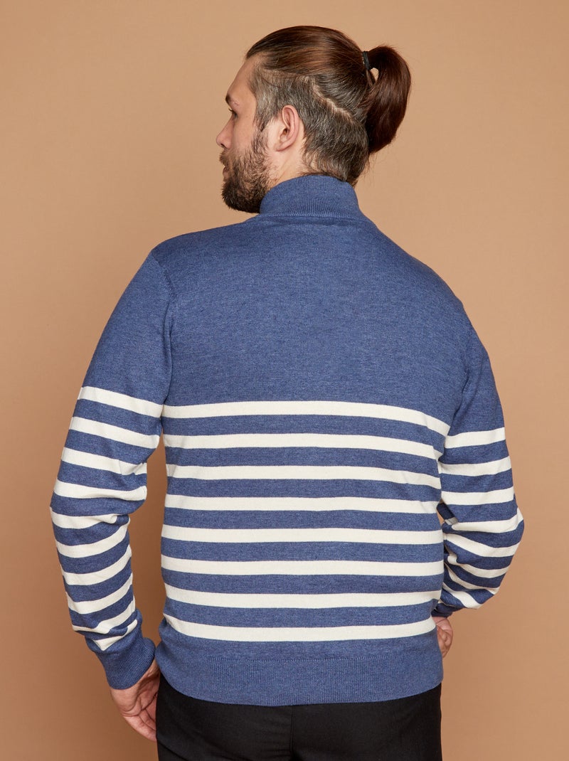 Pull col camionneur marinière - collection facile à enfiler Bleu - Kiabi