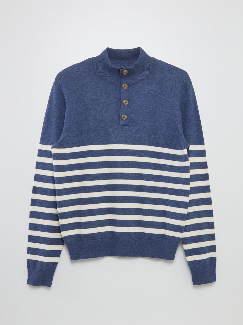 Pull col camionneur marinière - collection facile à enfiler Bleu - Kiabi