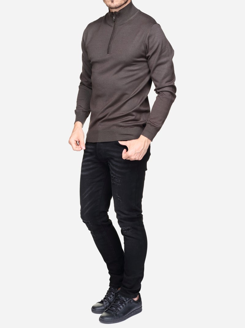 Pull col camionneur Marron - Kiabi