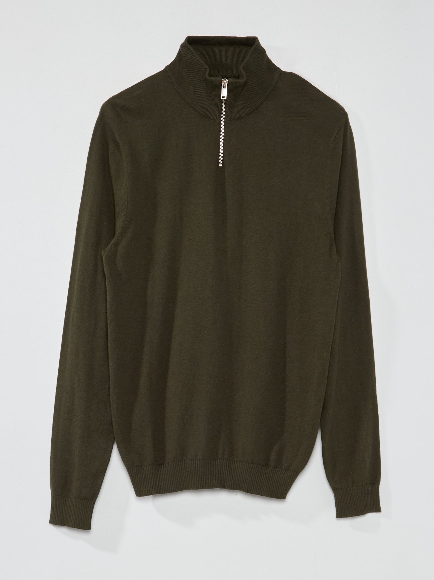Pull Fin Col Roulé Vert Bouteille Kaki - Taille S/M, Manches Longues - Occasion Très Bon état