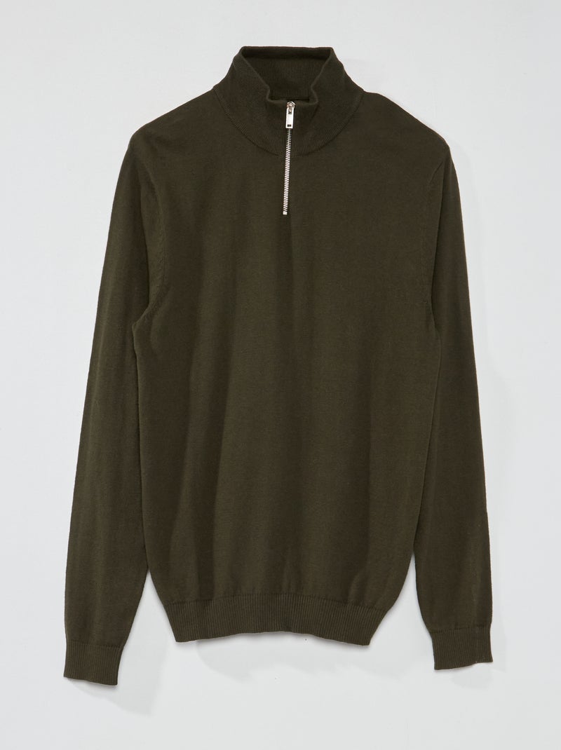 Pull col camionneur 'Produkt' Vert kaki - Kiabi
