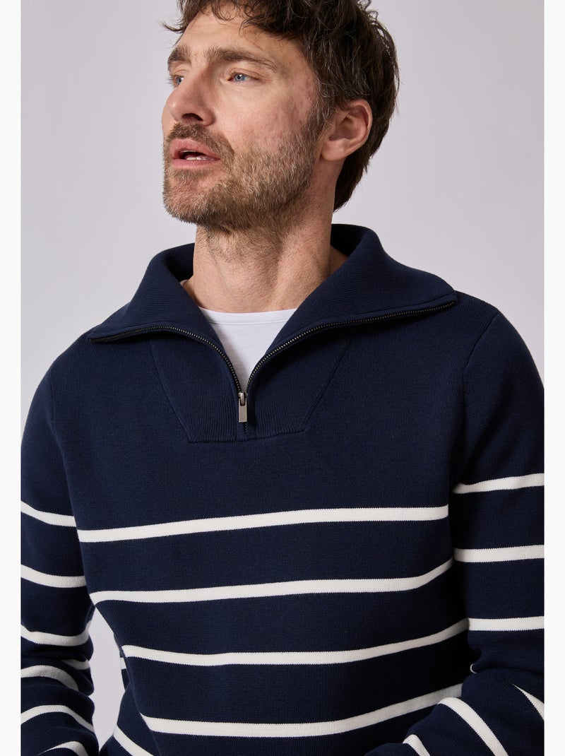 Pull col camionneur zippé - damart Bleu marine - Kiabi