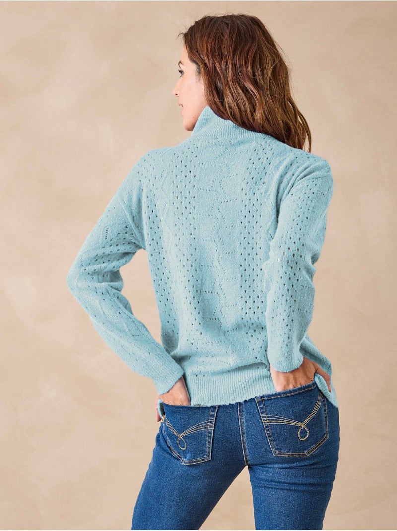 Pull col camionneur zippé - DAXON Bleu ciel - Kiabi